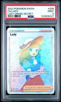 2022 POKEMON SWORD & SHIELD LOST ORIGIN SECRET #208 FULL ART/LADY PSA 9 - Image 1