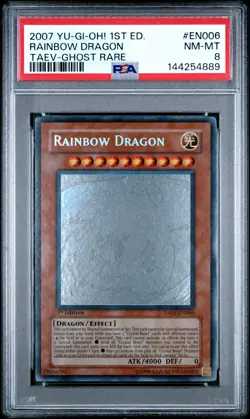 2007 YU-GI-OH! TACTICAL EVOLUTION 1ST EDITION-GHOST RARE RAINBOW DRAGON PSA 8 - Image 1