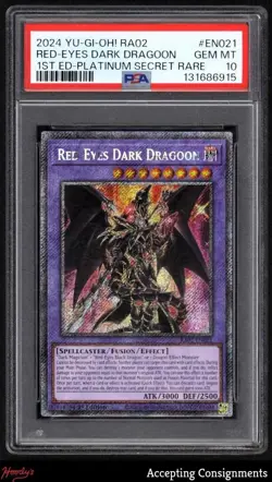 2024 Yu-Gi-Oh 25th Anv. 1st Edition Red-Eyes Dark Dragoon Platinum Secret PSA 10 - Image 1