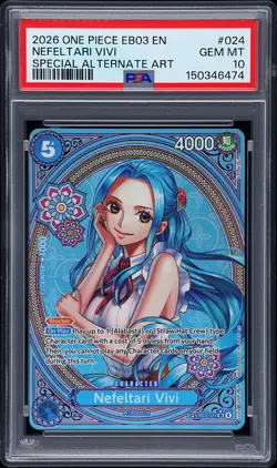 2026 ONE PIECE EB03-ONE PIECE HEROINES EDT SPECIAL ALT ART NEFELTARI VIVI PSA 10 - Image 1
