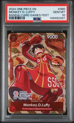 2024 ONE PIECE PROMOS BANDAI CARD GAMES FEST #080 MONKEY D. LUFFY PSA 10 - Image 1