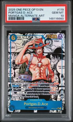 2025 ONE PIECE CARRYING ON HIS WILL MANGA ALT ART #119 PORTGAS D. ACE PSA 10 - Image 1