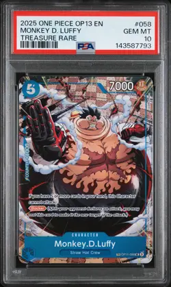2025 ONE PIECE OP13-CARRYING ON HIS WILL TREASURE RARE MONKEY D. LUFFY PSA 10 - Image 1