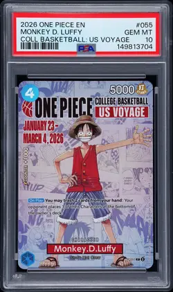 2026 ONE PIECE PROMOS COLLEGE BASKETBALL: US VOYAGE MONKEY D. LUFFY PSA 10 - Image 1