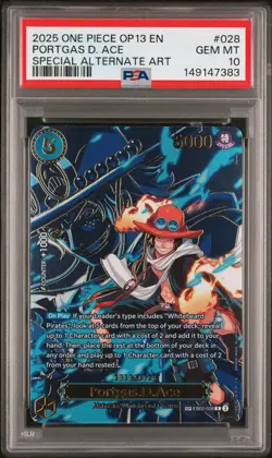 2025 ONE PIECE CARRYING ON HIS WILL SPECIAL ALT ART #028 PORTGAS D. ACE PSA 10 - Image 1