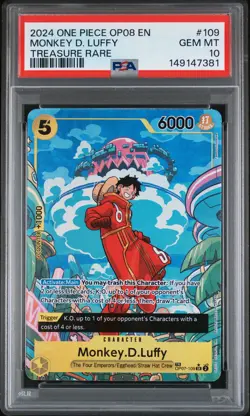 2024 ONE PIECE OP08-TWO LEGENDS TREASURE RARE #109 MONKEY D. LUFFY PSA 10 - Image 1