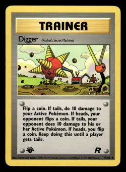 Digger 75/82 1st Edition Team Rocket Set Pokemon Card - Image 1