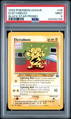 2002 POKEMON LEAGUE PROMO BLACK STAR #46 ELECTABUZZ PSA 9 - Image 1