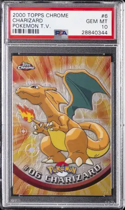 2000 TOPPS CHROME POKEMON T.V. #6 CHARIZARD PSA 10 - Image 1