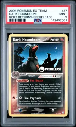 2004 POKEMON EX TEAM ROCKET RETURNS PRERELEASE #37 DARK HOUNDOOM PSA 9 - Image 1