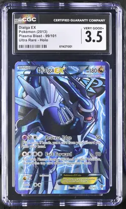 Pokemon 2013 Dialga EX Team Plasma Full Art 99/101 Plasma Blast Holo CGC 3.5 VG - Image 1