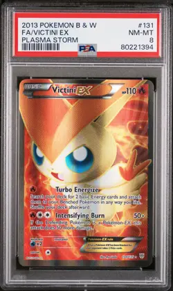 POKEMON 2013 B&W VICTINI EX (131 FULL ART) 131/135 PLASMA STORM HOLO PSA 8 - Image 1