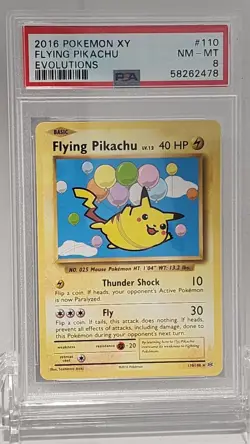 2016 Pokemon XY Evolutions Flying Pikachu #110 PSA 8 NM-MT - Image 1
