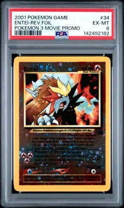 2001 POKEMON GAME MOVIE POKEMON 3 MOVIE PROMO #34 ENTEI-REVERSE FOIL PSA 6 - Image 1