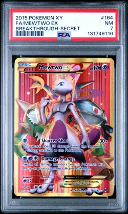 2015 POKEMON XY BREAKTHROUGH SECRET #164 FULL ART/MEWTWO EX PSA 7 - Image 1