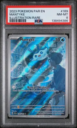 2023 POKEMON PAR EN-PARADOX RIFT ILLUSTRATION RARE #189 MANTYKE PSA 8 - Image 1