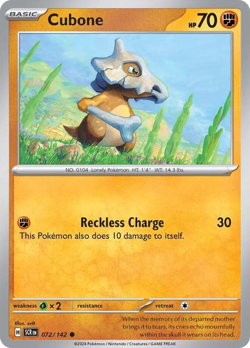Cubone 72/142 Common | Stellar Crown | Pokemon Card - Image 1