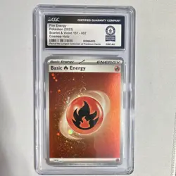 Pokemon Fire Energy Scarlet & Violet 151 002 Cosmos Holo CGC World Record 1 of 1 - Image 1