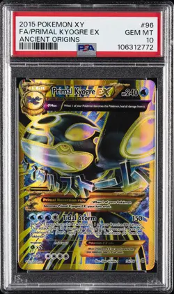 2015 POKEMON XY ANCIENT ORIGINS #96 FULL ART/PRIMAL KYOGRE EX PSA 10 - Image 1