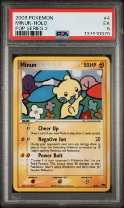 2006 POKEMON POP SER 3 #4 MINUN-HOLO PSA 5 - Image 1