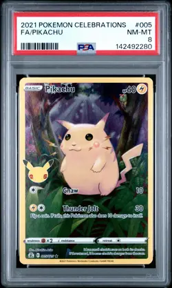 2021 POKEMON CELEBRATIONS #005 FULL ART/PIKACHU PSA 8 - Image 1