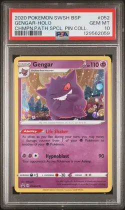 2020 POKEMON SWSH BLACK STAR PROMO #052 GENGAR-HOLO PSA 10 - Image 1