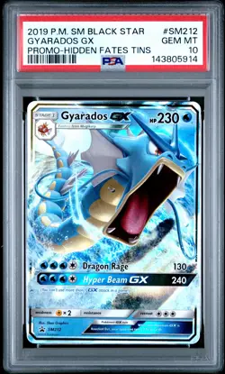 2019 POKEMON SM BLACK STAR PROMO HIDDEN FATES TINS #SM212 GYARADOS GX PSA 10 - Image 1