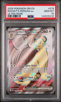 2025 Pokemon Destined Rivals Rocket's Persian ex UR PSA 10 Gem Mint 219 - Image 1