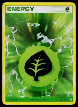 Pokemon Card - Grass Energy Holon Phantoms 105/110 Holo Rare - Image 1