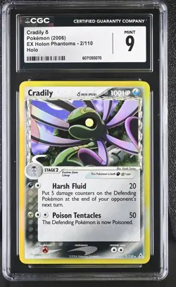 CGC 9 MINT Cradily 2006 EX Holon Phantoms 2/110 Holo Pokemon Card - Image 1