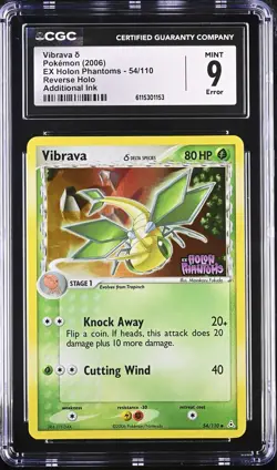 CGC 9 Error Vibrava EX Holon Phantoms 54/110 Reverse Holo Stamped Pokemon Card - Image 1