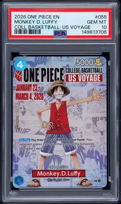 2026 ONE PIECE PROMOS COLLEGE BASKETBALL: US VOYAGE MONKEY D. LUFFY PSA 10 - Image 1