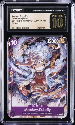 2024 ONE PIECE PROMO PURPLE #P-041 MONKEY D. LUFFY CGC 10 PRISTINE - Image 1