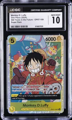 2024 ONE PIECE SR 500 YEARS IN THE FUTURE #OP07-109 MONKEY D. LUFFY CGC 10 - Image 1