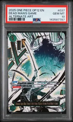 2025 ONE PIECE OP12-LEGACY OF THE MASTER ALT ART #037 DEAD MAN'S GAME PSA 10 - Image 1