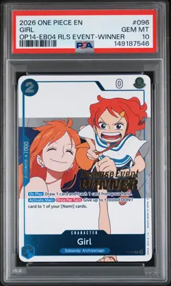 2026 ONE PIECE PROMOS THE AZURE SEA'S SEVEN RELEASE EVENT-WINNER GIRL PSA 10 - Image 1