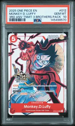 2025 ONE PIECE 3RD ANNIV TOURNAMENT 3 BROTHERS PACK #012 MONKEY D. LUFFY PSA 10 - Image 1