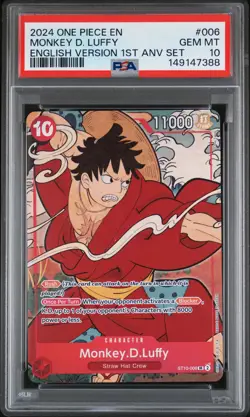 2024 ONE PIECE ENGLISH VERSION 1ST ANNIVERSARY SET #006 MONKEY D. LUFFY PSA 10 - Image 1