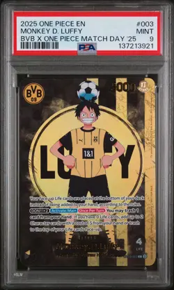 2025 ONE PIECE PROMOS BVB X ONE PIECE MATCH DAY 2025 #003 MONKEY D. LUFFY PSA 9 - Image 1