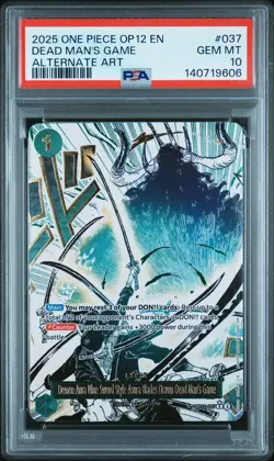 2025 ONE PIECE OP12-LEGACY OF THE MASTER ALT ART #037 DEAD MAN'S GAME PSA 10 - Image 1