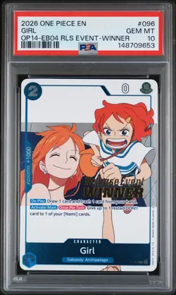 2026 ONE PIECE PROMOS THE AZURE SEA'S SEVEN RELEASE EVENT-WINNER GIRL PSA 10 - Image 1