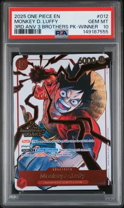2025 ONE PIECE 3RD ANV TOURNAMENT 3 BROTHERS PACK WINNER MONKEY D. LUFFY PSA 10 - Image 1