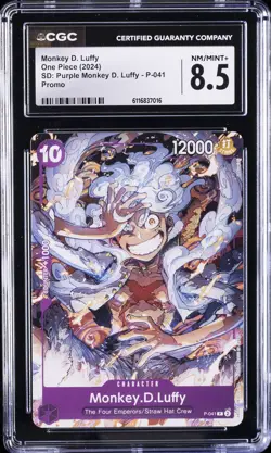 2024 ONE PIECE PROMO SD: PURPLE MONKEY D. LUFFY #P-041 MONKEY D. LUFFY CGC 8.5 - Image 1