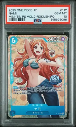 2025 ONE PIECE JPN MINI-TIN PACK SET VOL.2 KOUSHI ROKUSHIRO #112 NAMI PSA 10 - Image 1