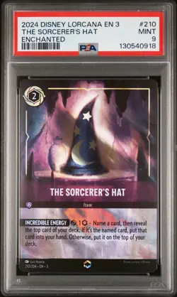 2024 DISNEY LORCANA EN 3-INTO THE INKLANDS ENCHANTED THE SORCERER'S HAT PSA 9 - Image 1