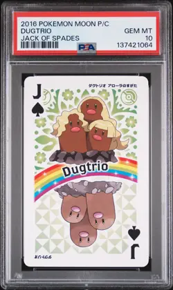 2016 POKEMON MOON PLAYING CARDS JACK OF SPADES DUGTRIO PSA 10 - Image 1