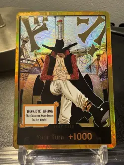 One Piece OP14 Gold DON!! Card Hawk Eye Mihawk The Azure Seas Seven - Image 1
