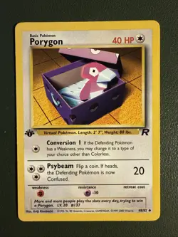 Porygon Card 48/82 1st Edition Team Rocket Vintage Pokemon Card - Image 1