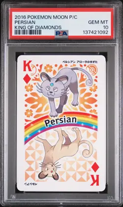 2016 POKEMON MOON PLAYING CARDS KING OF DIAMONDS PERSIAN PSA 10 - Image 1