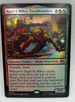 Raph and Mikey Troublemakers 167 Teenage Mutant Ninja Turtles Foil R NM MTG Card - Image 1